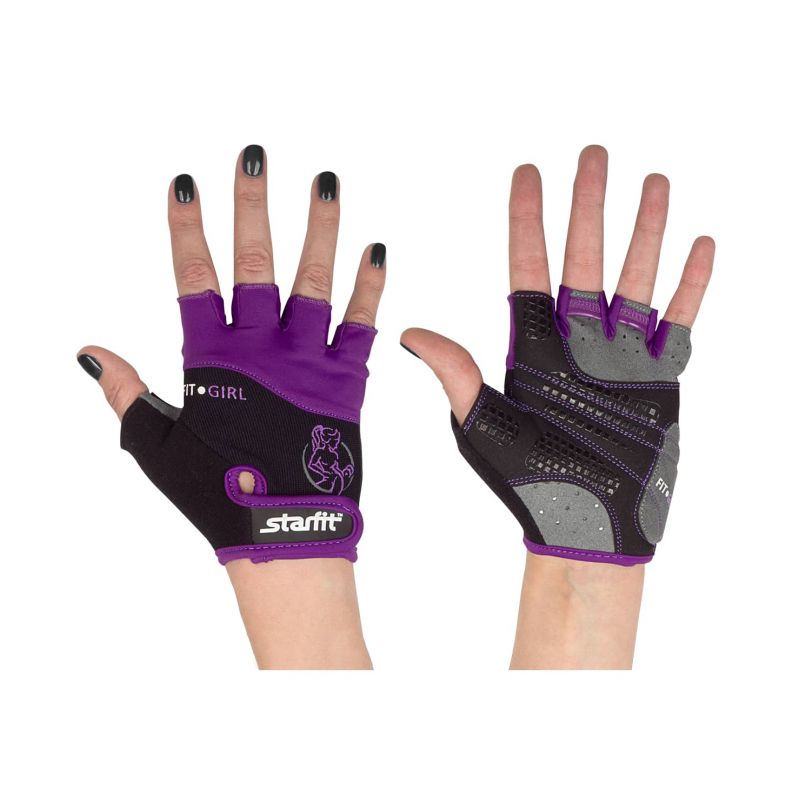 Фотография Перчатки Starfit для фитнеса SU-113, черные/фиолетовые/серые 0