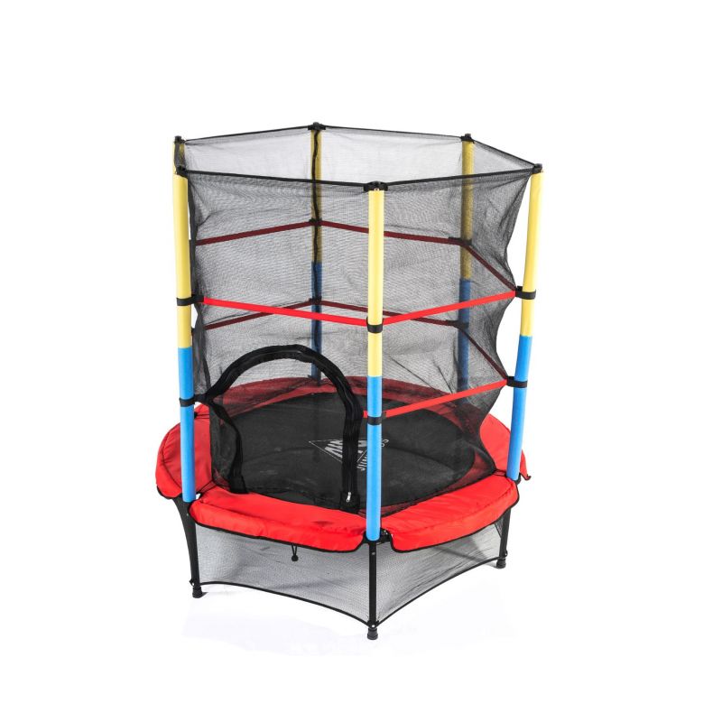 Фотография Батут DFC JUMP KIDS 55" красный с желто-синими стойками 0