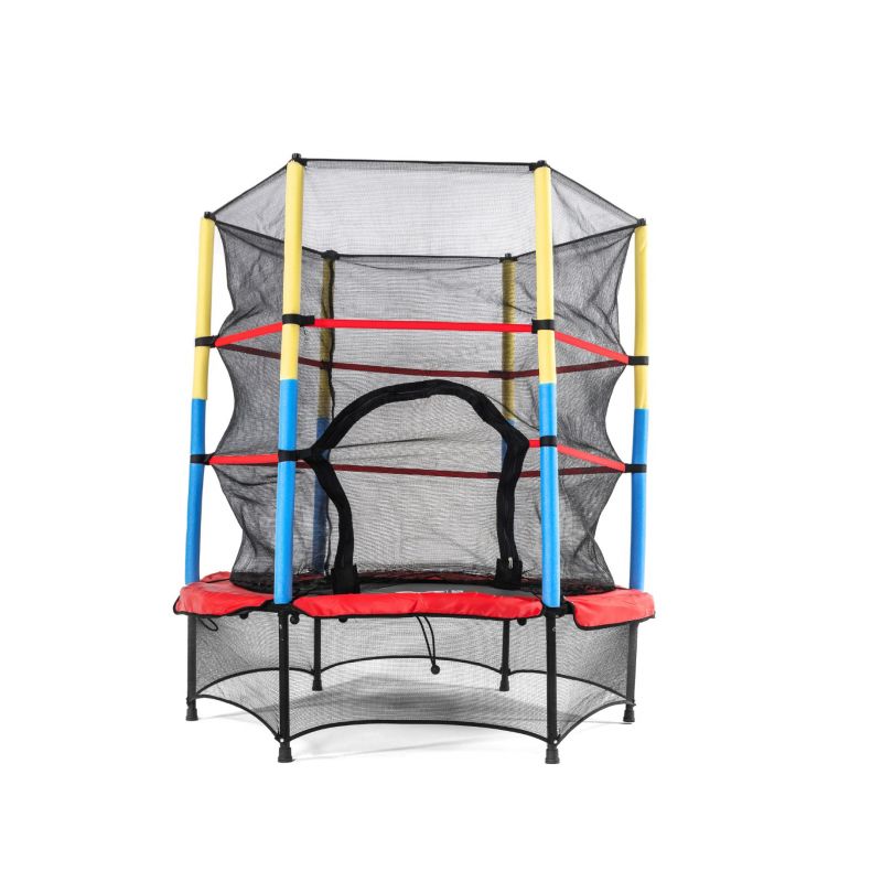 Фотография Батут DFC JUMP KIDS 55" красный с желто-синими стойками 1