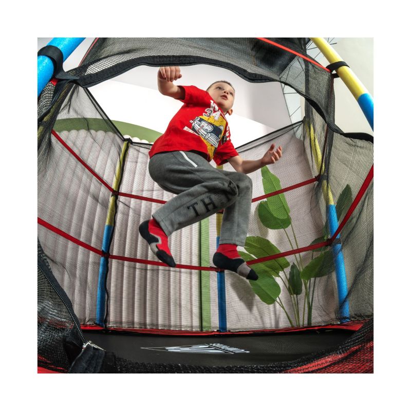 Фотография Батут DFC JUMP KIDS 55" красный с желто-синими стойками 10