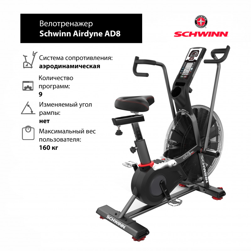 Фотография Велотренажер Schwinn Airdyne AD8, air bike (100475) 0