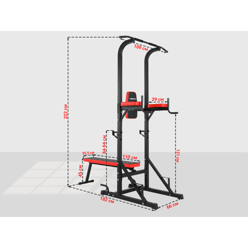 Фотография Турник-пресс-брусья со скамьей UNIX Fit POWER TOWER 120P 11