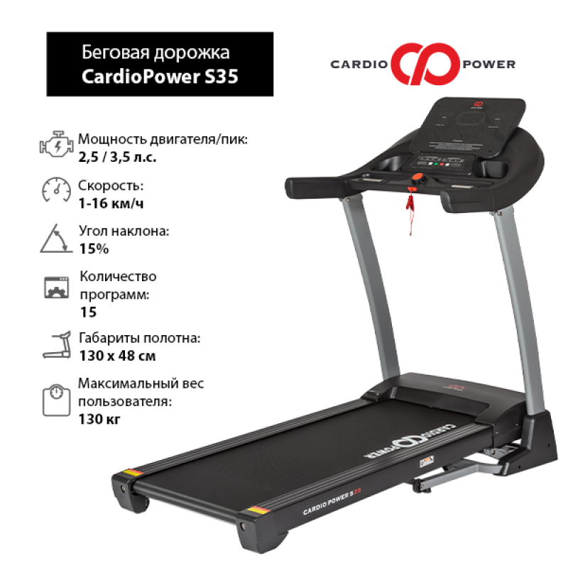 Фотография Беговая дорожка CardioPower S35 1