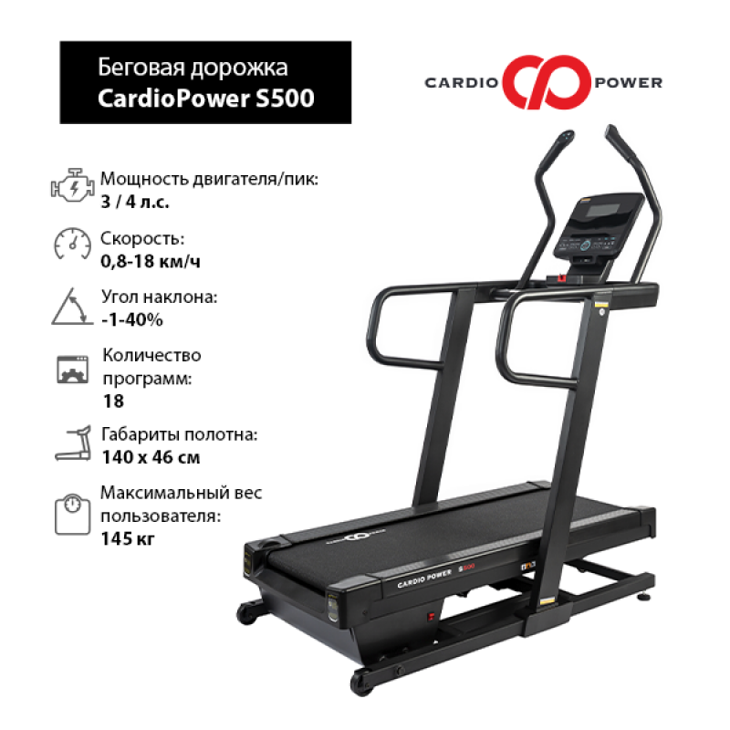 Фотография Беговая дорожка CardioPower S500 1