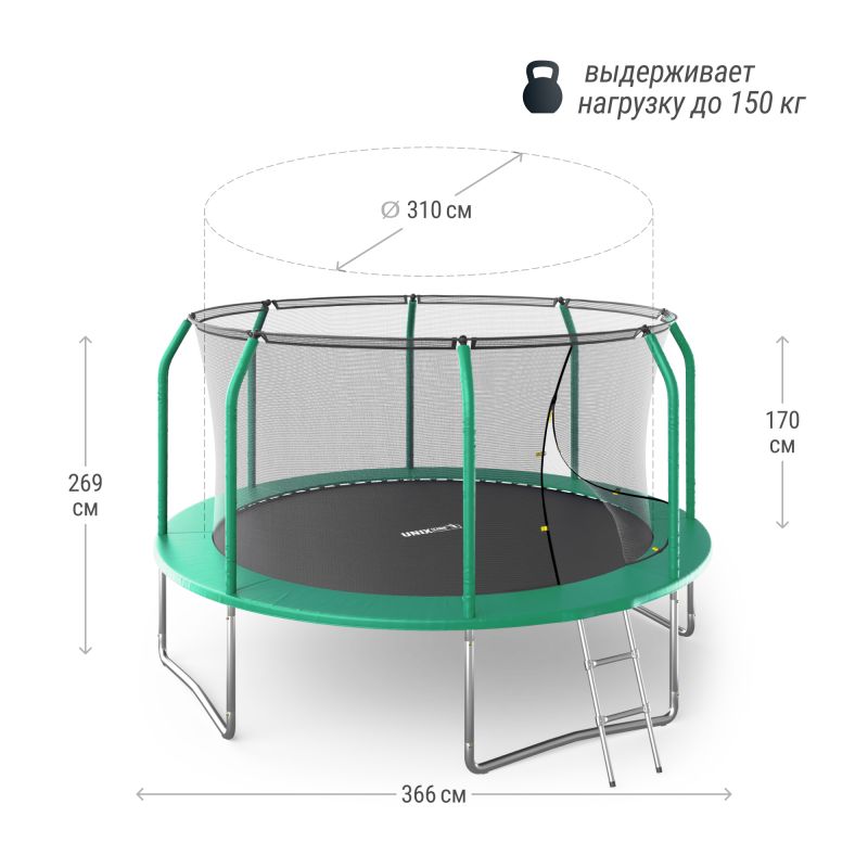 Фотография Батут UNIX Line SUPREME BASIC 12 ft (green) 3