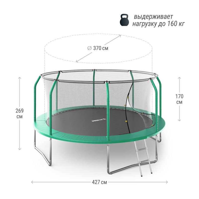 Фотография Батут UNIX Line SUPREME BASIC 14 ft (green) 3