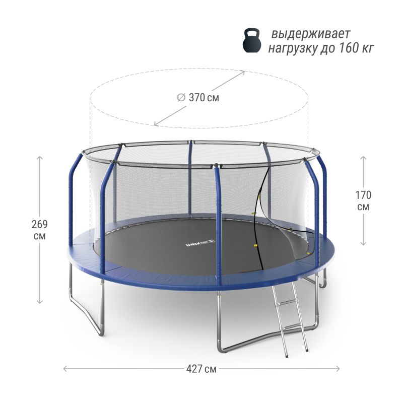 Фотография Батут UNIX Line SUPREME BASIC 14 ft (blue) 3