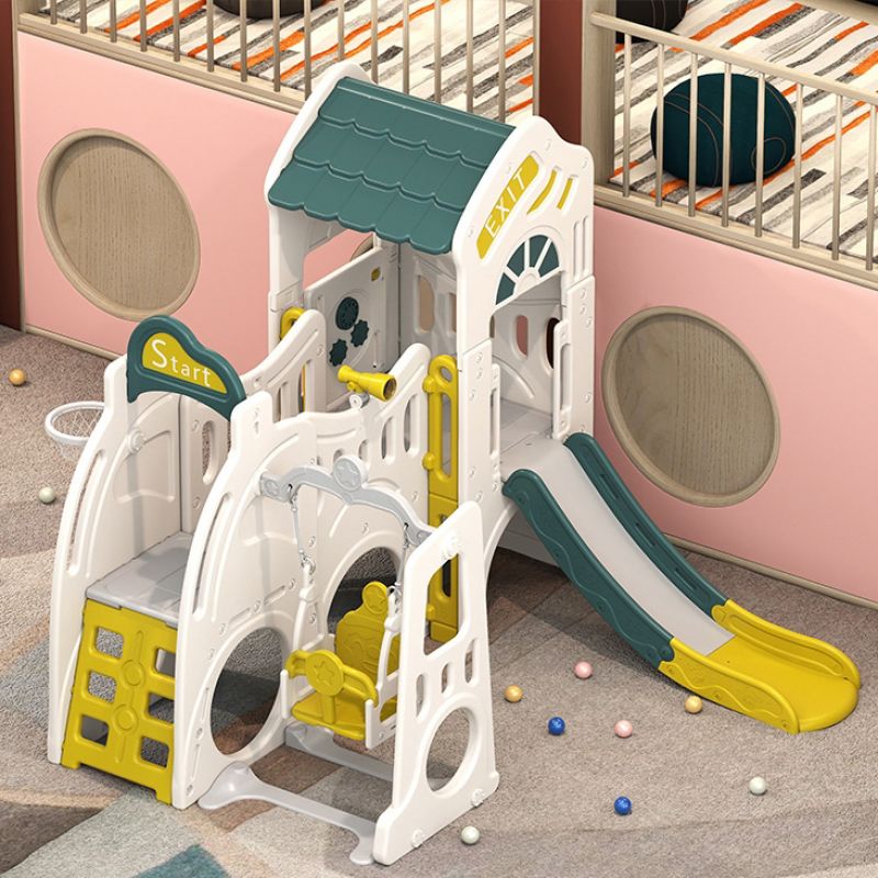 Фотография Игровой комплекс UNIX Kids Playhouse с горкой и качелями 0