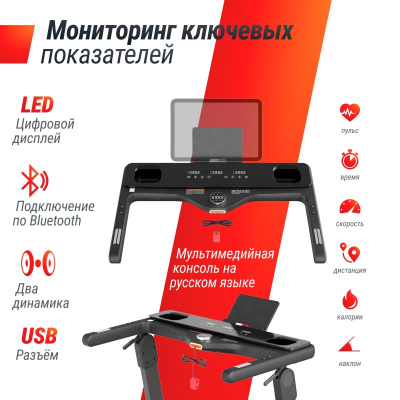 Фотография Беговая дорожка UNIX Fit Hi-tech F3 PLUS Space Grey 6