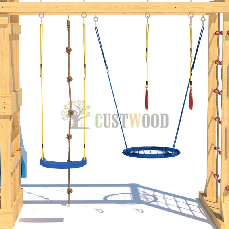 Фотография Детская деревянная игровая площадка для улицы, дачи CustWood Scout S10 с деревянной крышей 7