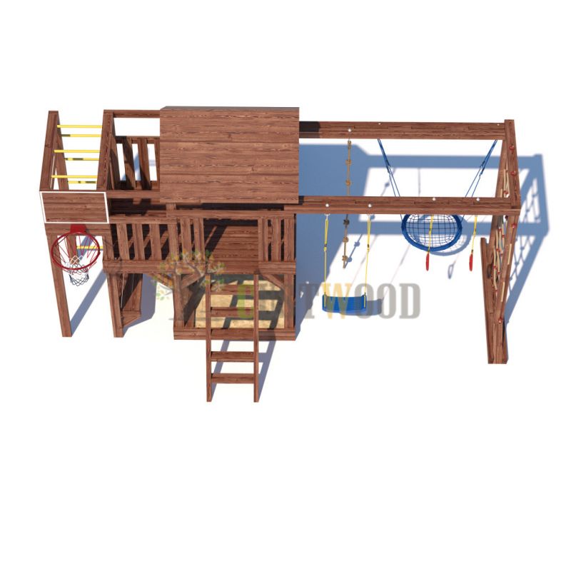 Фотография Детская деревянная игровая площадка для улицы, дачи CustWood Scout SC10 с деревянной крышей 9