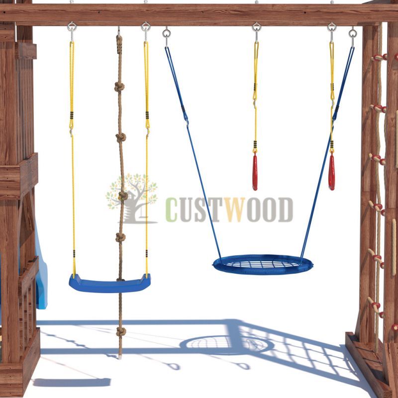 Фотография Детская деревянная игровая площадка для улицы, дачи CustWood Scout SC10 с деревянной крышей 7