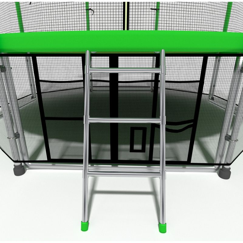 Фотография Батут i-JUMP Classic Basket 8ft с нижней сетью и лестницей (green) 6